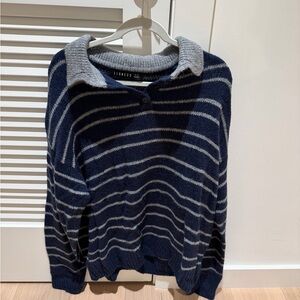 Lioness Blue and Gray Striped Sweater